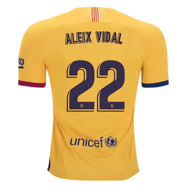 Camiseta Barcelona NO.22 Aleix Vidal Replica Segunda Ropa 2019/20 Amarillo